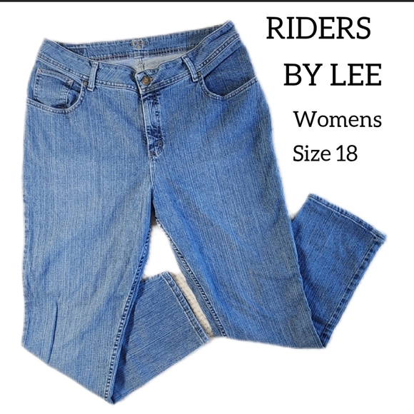 RIDERS BY LEE WOMENS JEANS SIZE 18 WASHED BLUE COLOR - Picture 2 of 13